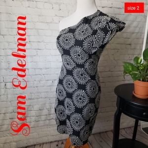 Sam Edelman One Shoulder Black and White Dress s 2